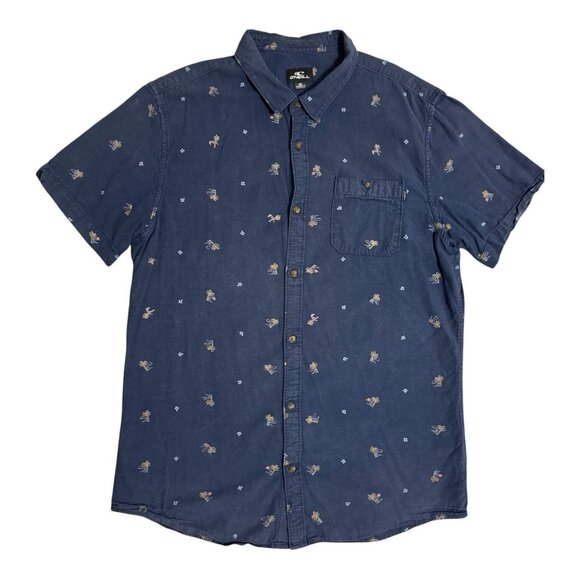 O'Neill Other - O’Neill Men’s XL Blue Palm Tree Print Button Up Shirt Modern Fit Surf Beach